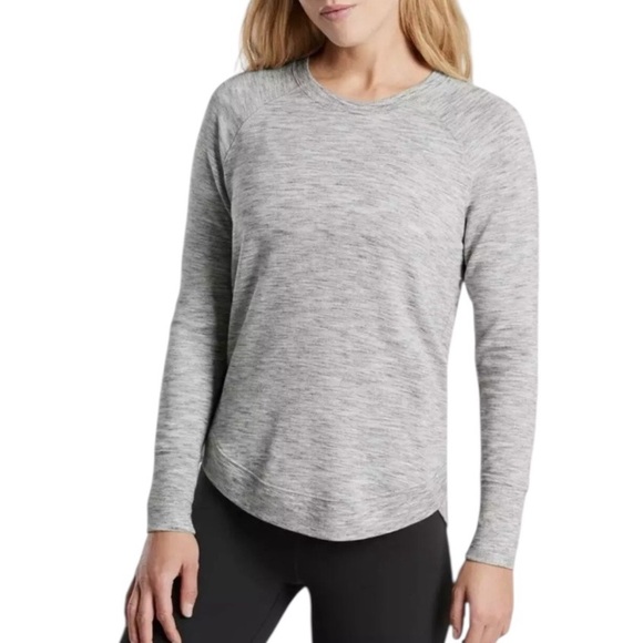 Athleta Heather Gray Long Sleeve Mindset Modal Sweatshirt XS Athleisure - Picture 1 of 9